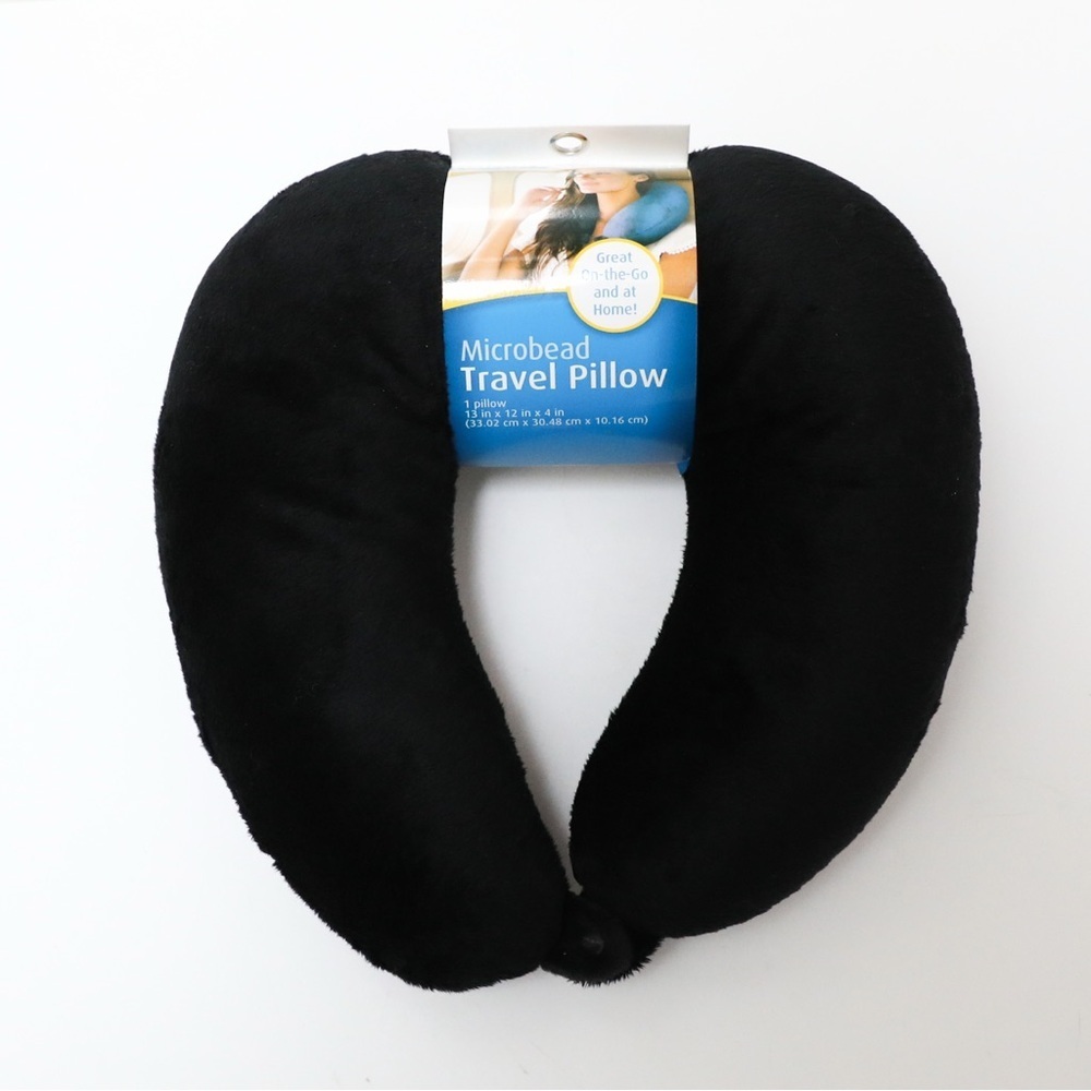 Cloudz microbead neck travel pillow black soft velvet brand new carry on